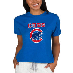 Chicago Cubs Concepts Sport Women's Tri-Blend Mainstream Terry Short Sleeve Sweatshirt Top Royal