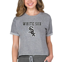 Chicago White Sox Concepts Sport Women's Tri-Blend Mainstream Terry Short Sleeve Sweatshirt Top Gray
