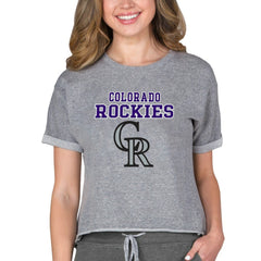 Colorado Rockies Concepts Sport Women's Tri-Blend Mainstream Terry Short Sleeve Sweatshirt Top Gray