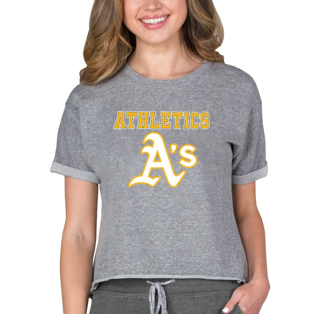 Athletics Concepts Sport Women's Tri-Blend Mainstream Terry Short Sleeve Sweatshirt Top Gray