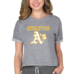 Athletics Concepts Sport Women's Tri-Blend Mainstream Terry Short Sleeve Sweatshirt Top Gray