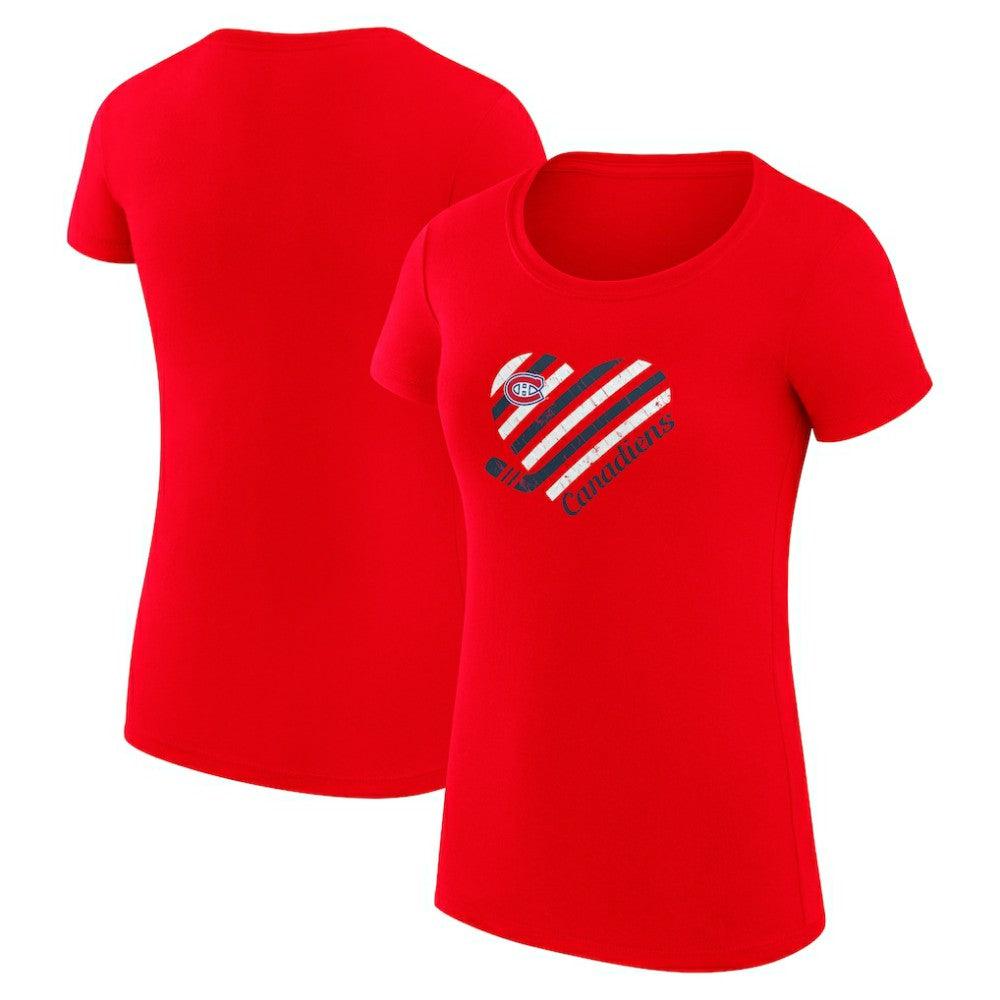 Montreal Canadiens G-III 4Her by Carl Banks Women's Super-Slim Fit Lightweight Heart T-Shirt Red
