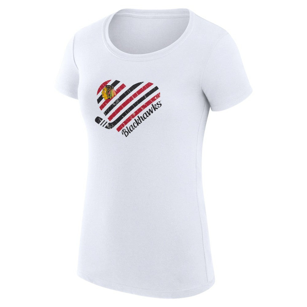 Chicago Blackhawks G-III 4Her by Carl Banks Women's Super-Slim Fit Lightweight Heart T-Shirt White