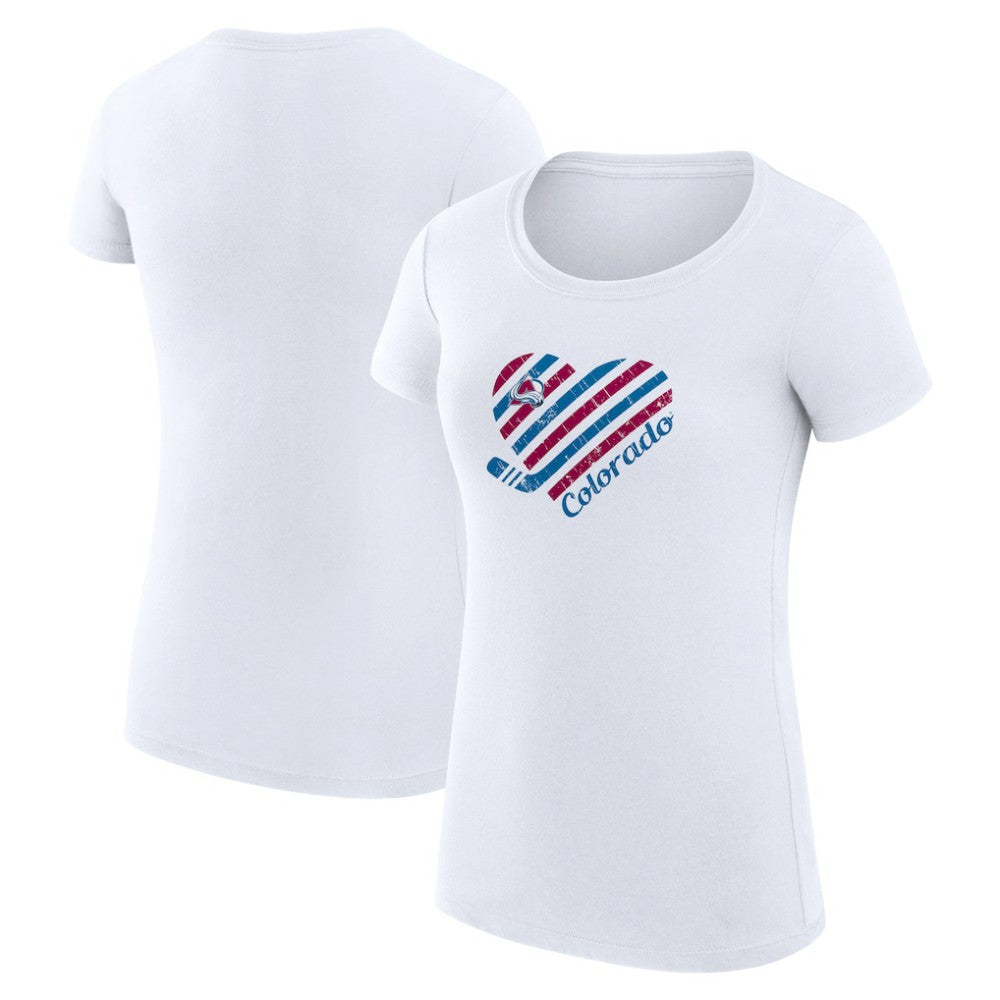 Colorado Avalanche G-III 4Her by Carl Banks Women's Super-Slim Fit Lightweight Heart T-Shirt White