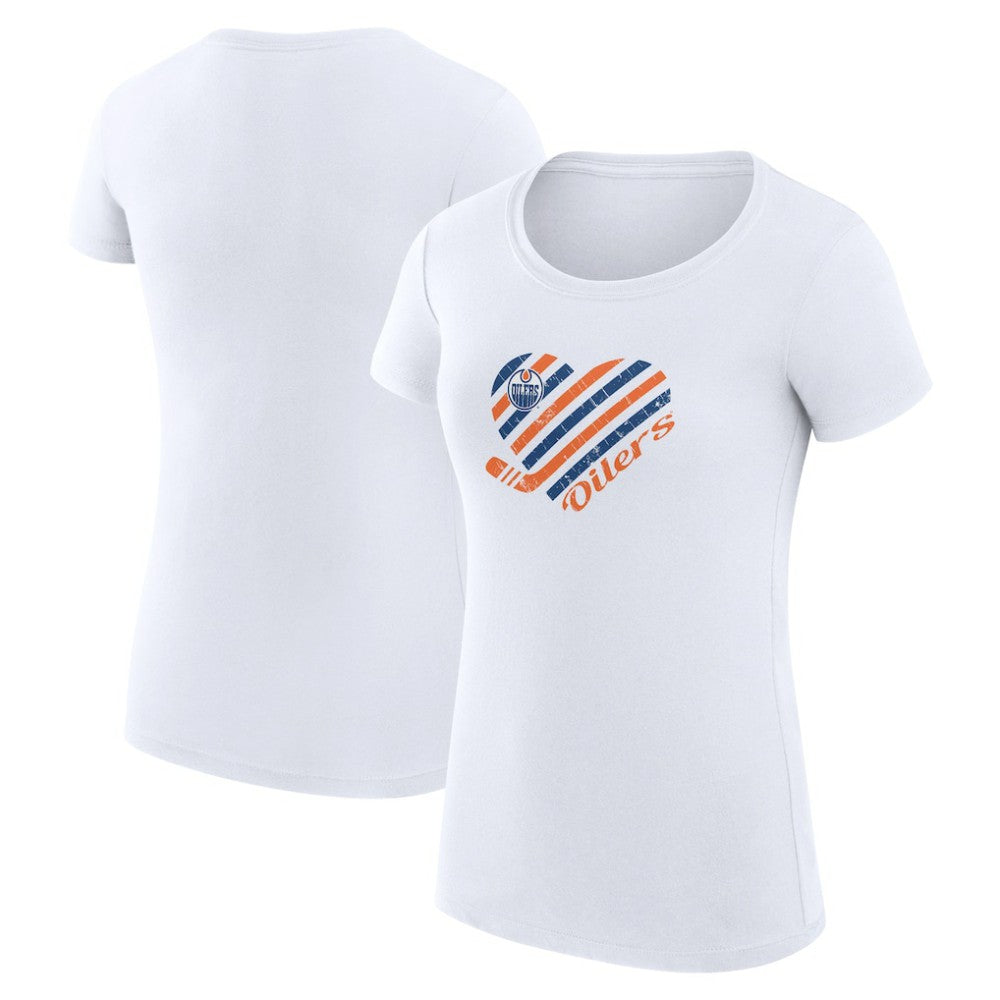 Edmonton Oilers G-III 4Her by Carl Banks Women's Super-Slim Fit Lightweight Heart T-Shirt White