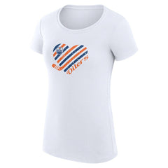 Edmonton Oilers G-III 4Her by Carl Banks Women's Super-Slim Fit Lightweight Heart T-Shirt White