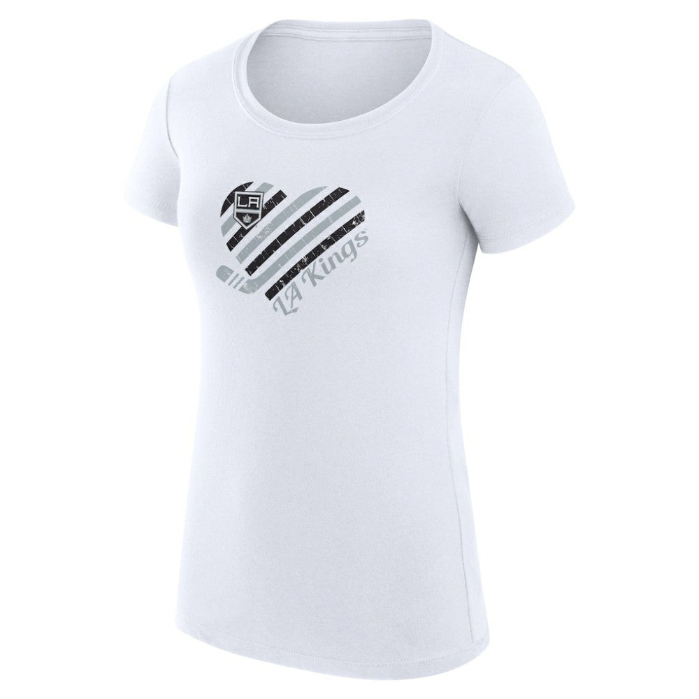 Los Angeles Kings G-III 4Her by Carl Banks Women's Super-Slim Fit Lightweight Heart T-Shirt White