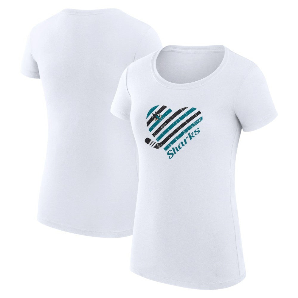 San Jose Sharks G-III 4Her by Carl Banks Women's Super-Slim Fit Lightweight Heart T-Shirt White