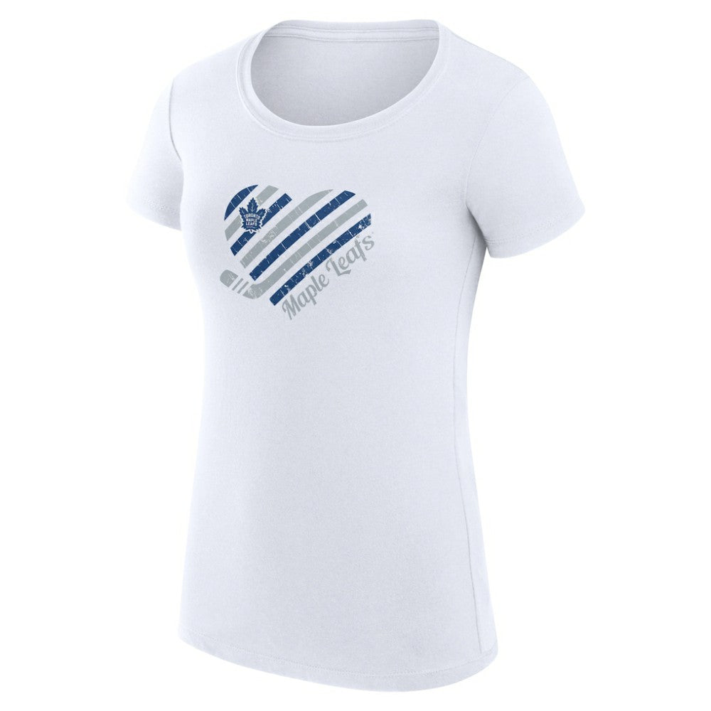 Toronto Maple Leafs G-III 4Her by Carl Banks Women's Super-Slim Fit Lightweight Heart T-Shirt White