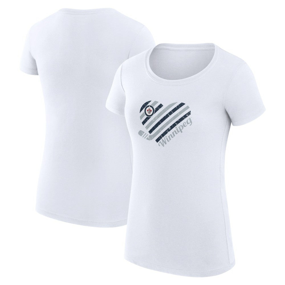 Winnipeg Jets G-III 4Her by Carl Banks Women's Super-Slim Fit Lightweight Heart T-Shirt White