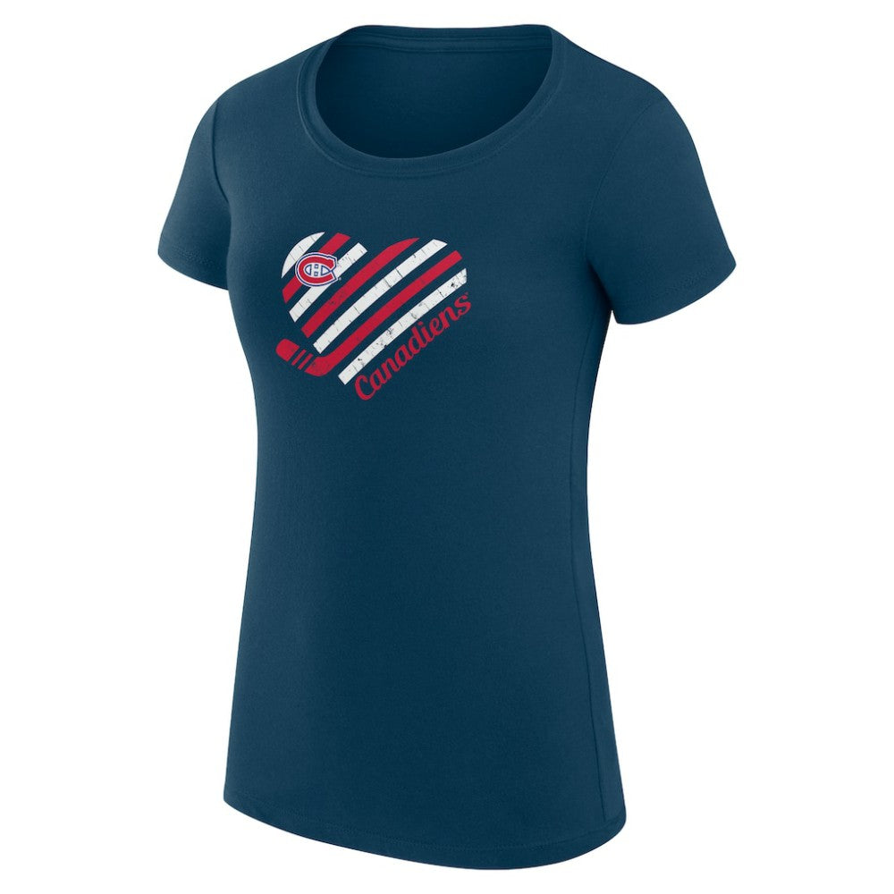 Montreal Canadiens G-III 4Her by Carl Banks Women's Super-Slim Fit Lightweight Heart T-Shirt Navy