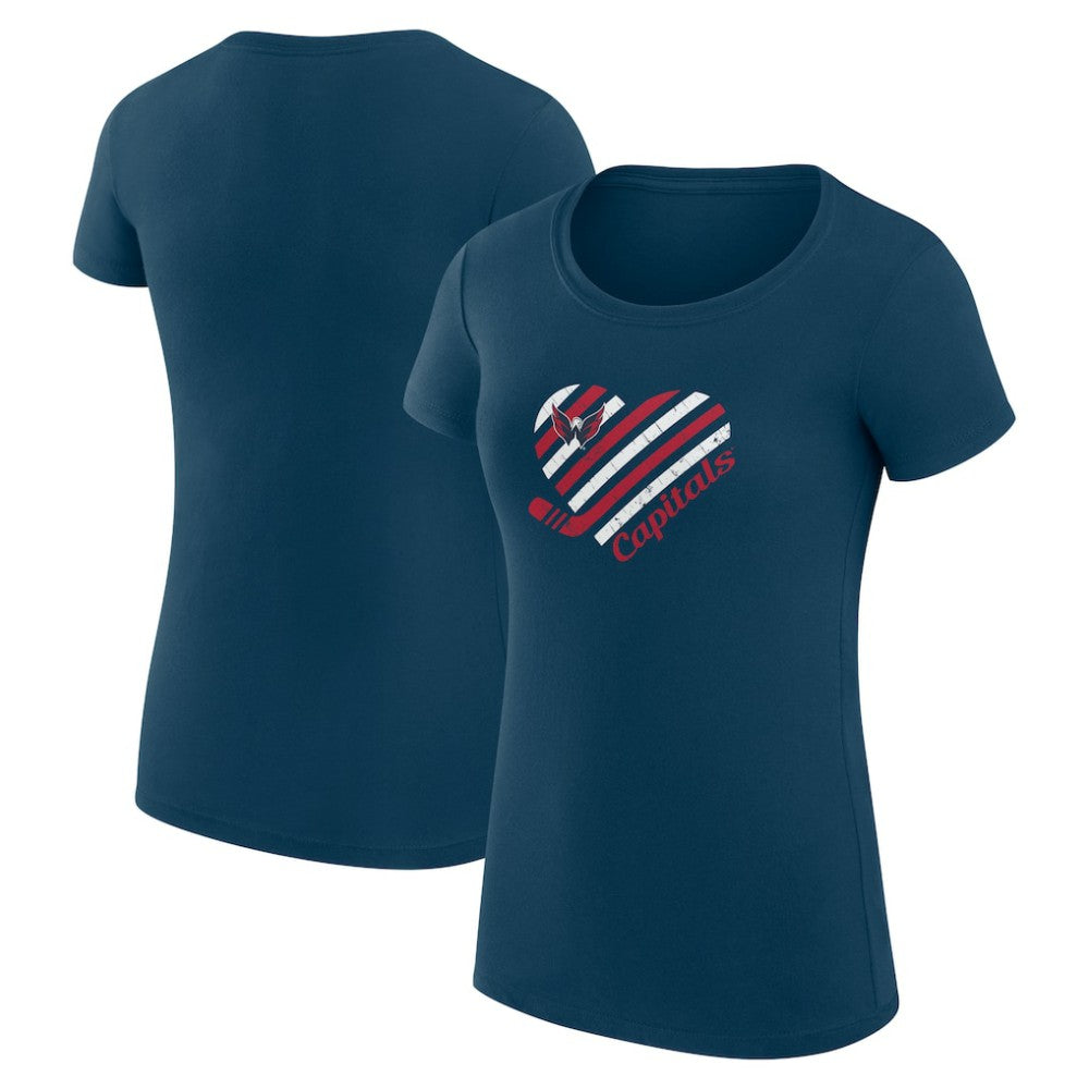 Washington Capitals G-III 4Her by Carl Banks Women's Super-Slim Fit Lightweight Heart T-Shirt Navy