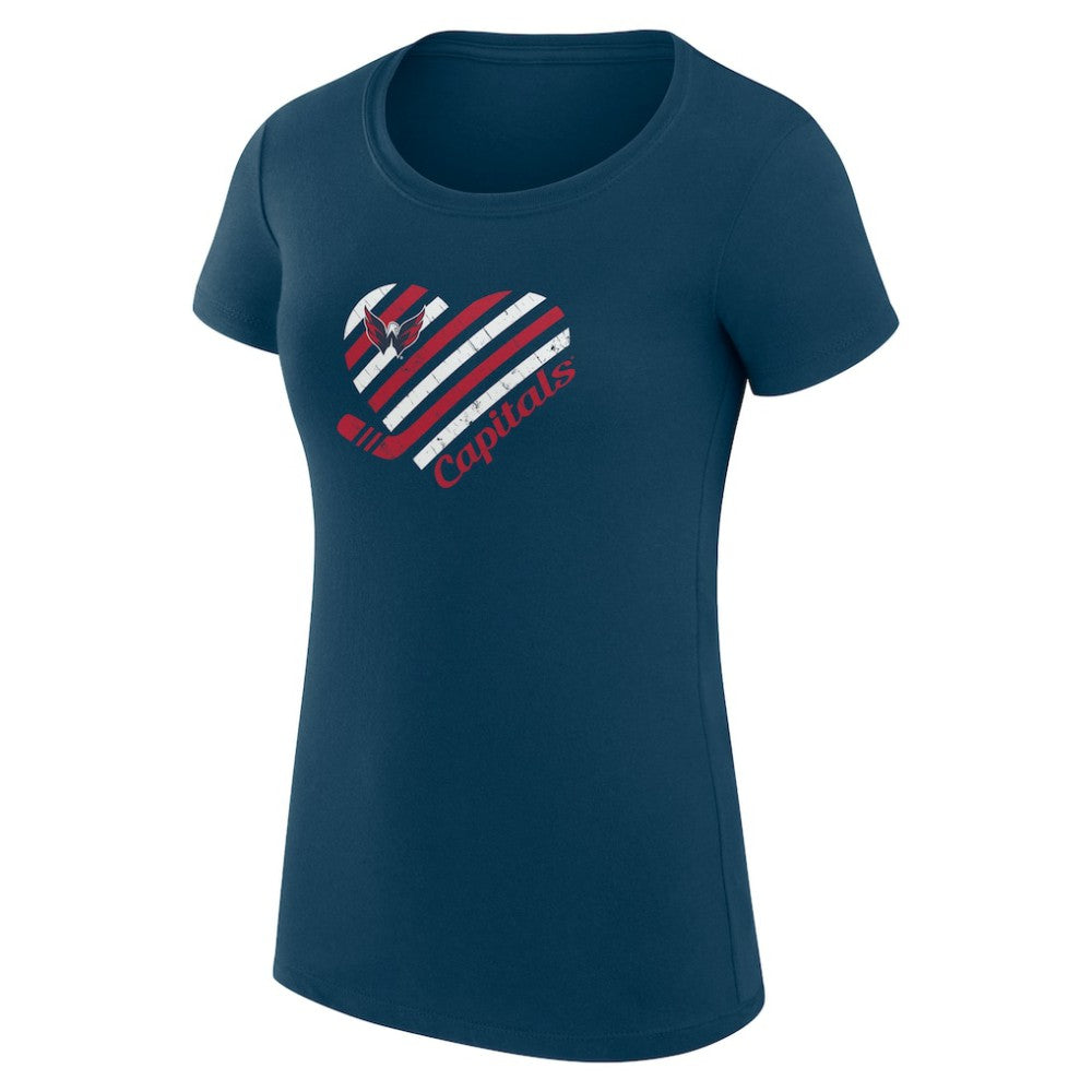 Washington Capitals G-III 4Her by Carl Banks Women's Super-Slim Fit Lightweight Heart T-Shirt Navy