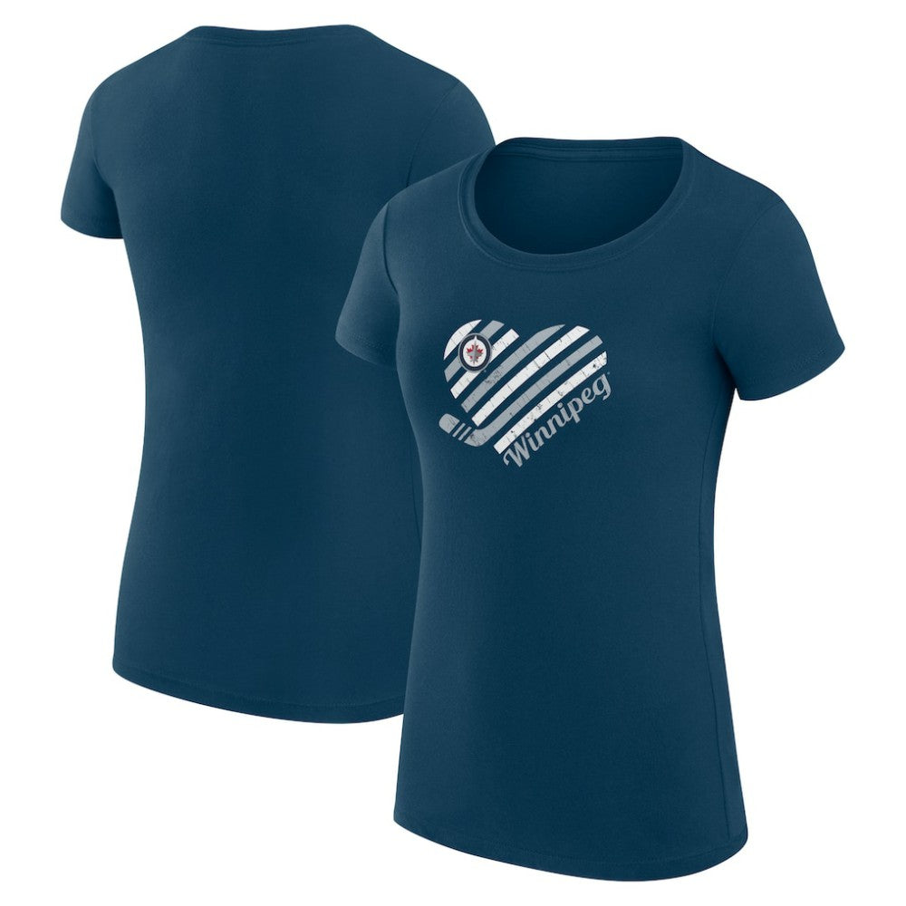 Winnipeg Jets G-III 4Her by Carl Banks Women's Super-Slim Fit Lightweight Heart T-Shirt Navy