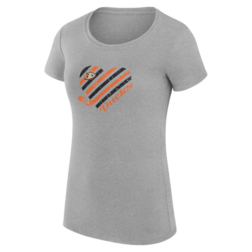 Anaheim Ducks G-III 4Her by Carl Banks Women's Super-Slim Fit Lightweight Heart T-Shirt Heather Gray