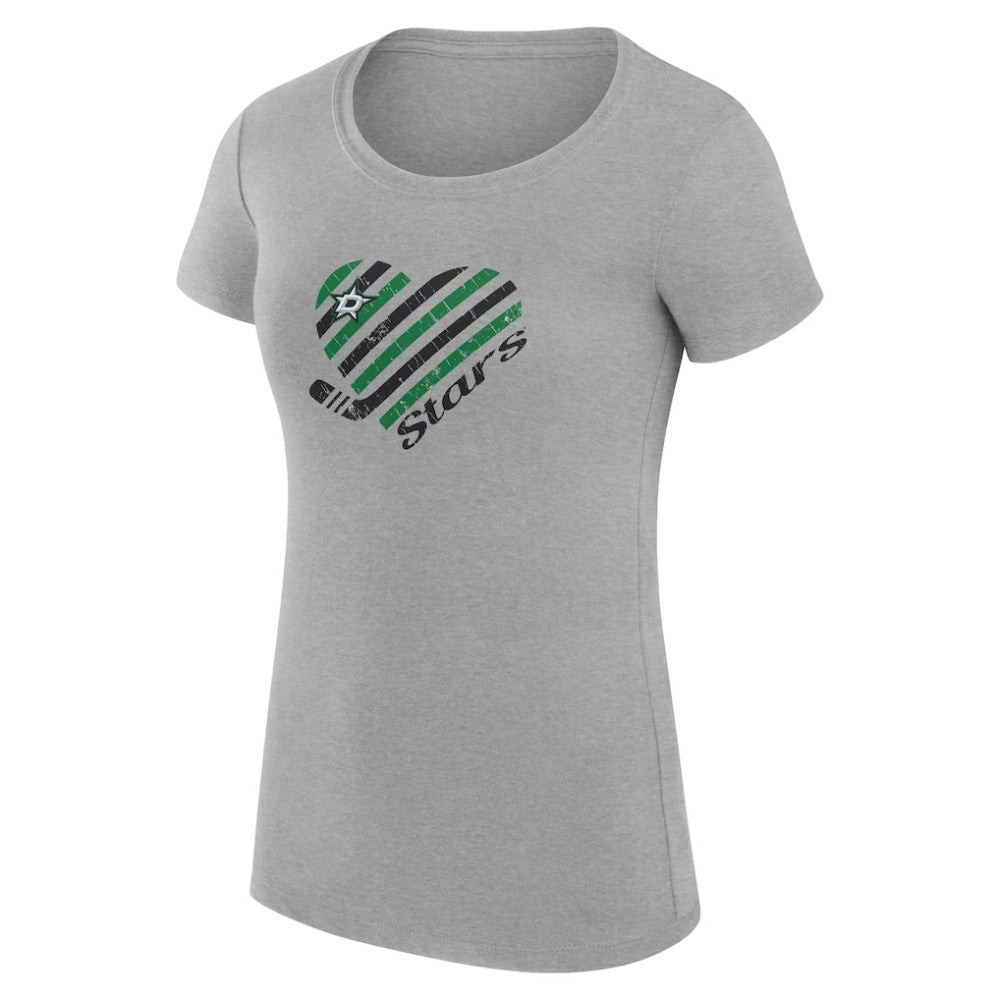 Dallas Stars G-III 4Her by Carl Banks Women's Super-Slim Fit Lightweight Heart T-Shirt Heather Gray