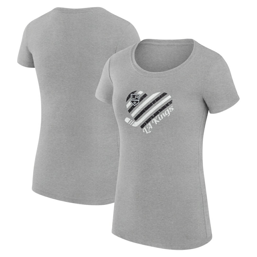 Los Angeles Kings G-III 4Her by Carl Banks Women's Super-Slim Fit Lightweight Heart T-Shirt Heather Gray