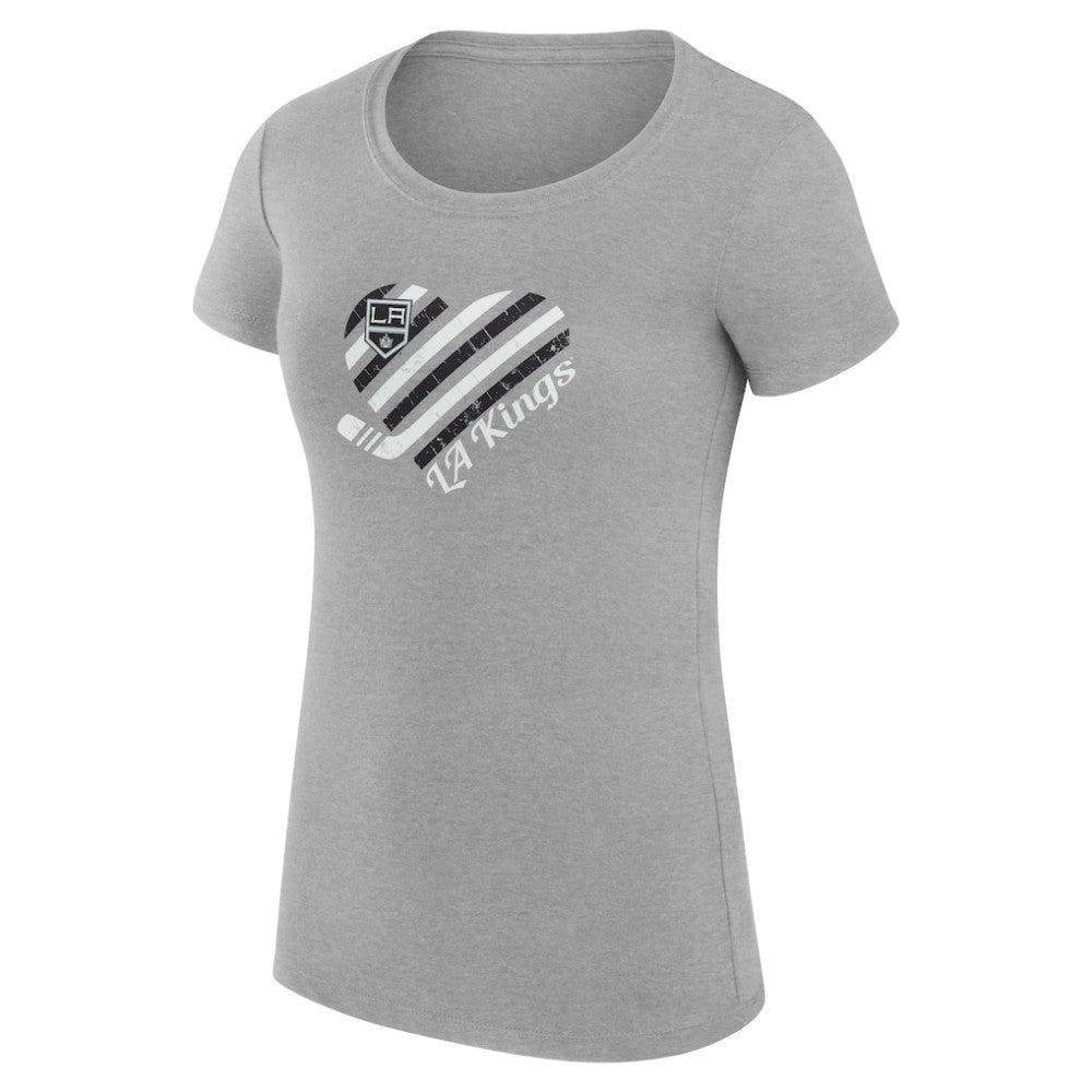 Los Angeles Kings G-III 4Her by Carl Banks Women's Super-Slim Fit Lightweight Heart T-Shirt Heather Gray
