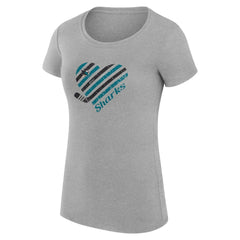 San Jose Sharks G-III 4Her by Carl Banks Women's Super-Slim Fit Lightweight Heart T-Shirt Heather Gray