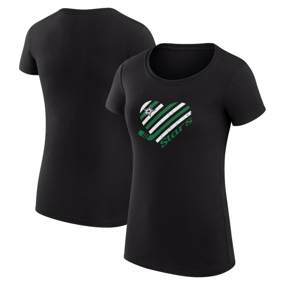 Dallas Stars G-III 4Her by Carl Banks Women's Super-Slim Fit Lightweight Heart T-Shirt Black