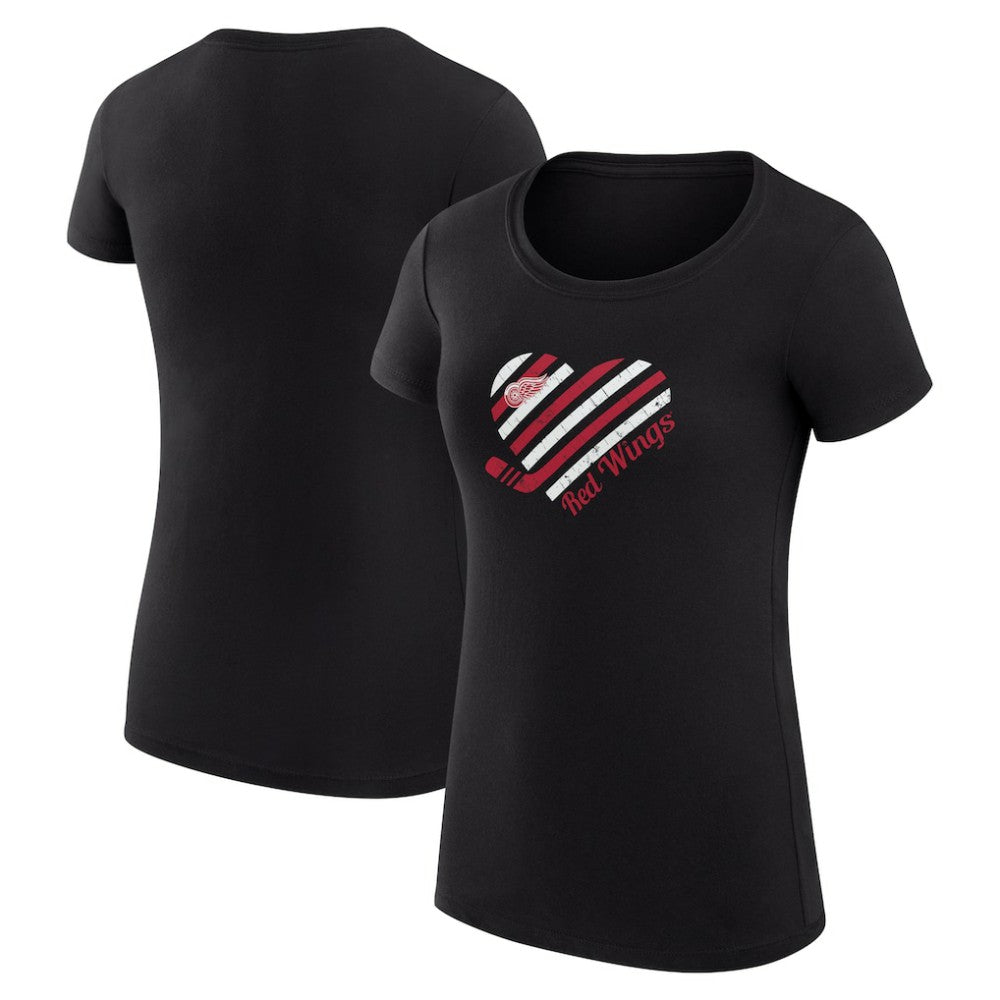 Detroit Red Wings G-III 4Her by Carl Banks Women's Super-Slim Fit Lightweight Heart T-Shirt Black