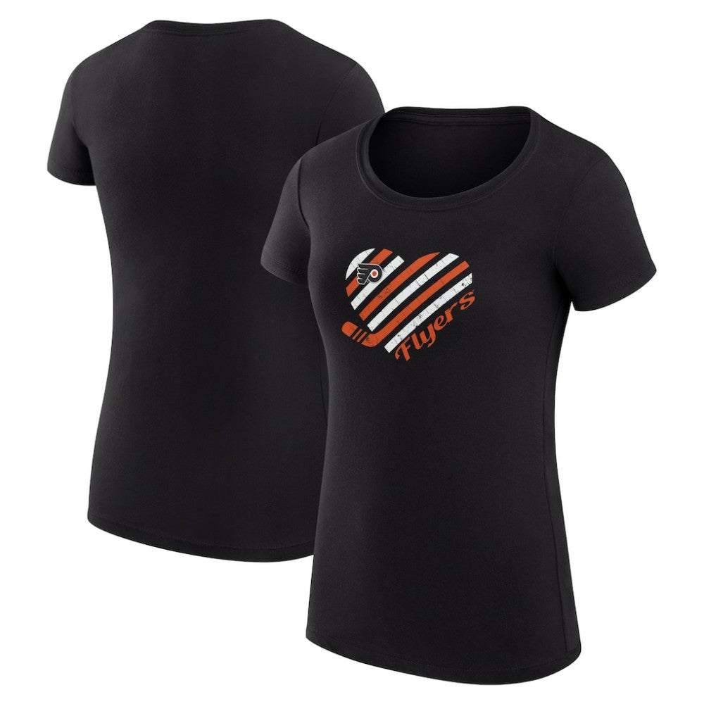 Philadelphia Flyers G-III 4Her by Carl Banks Women's Super-Slim Fit Lightweight Heart T-Shirt Black