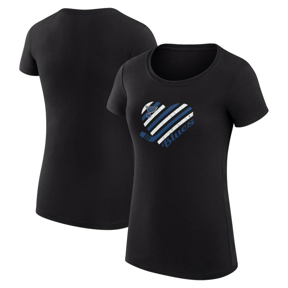St. Louis Blues G-III 4Her by Carl Banks Women's Super-Slim Fit Lightweight Heart T-Shirt Black