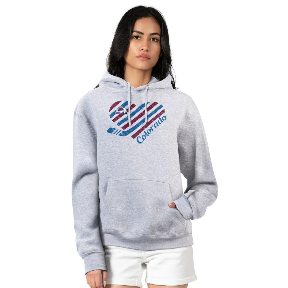 Colorado Avalanche G-III 4Her by Carl Banks Women's Heart Pullover Hoodie Heather Gray