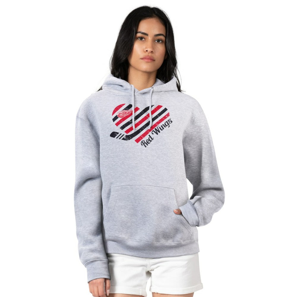Detroit Red Wings G-III 4Her by Carl Banks Women's Heart Pullover Hoodie Heather Gray