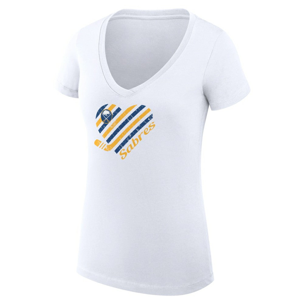 Buffalo Sabres G-III 4Her by Carl Banks Women's Super-Slim Fit Lightweight Heart V-Neck T-Shirt White