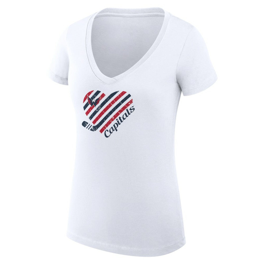 Washington Capitals G-III 4Her by Carl Banks Women's Super-Slim Fit Lightweight Heart V-Neck T-Shirt White