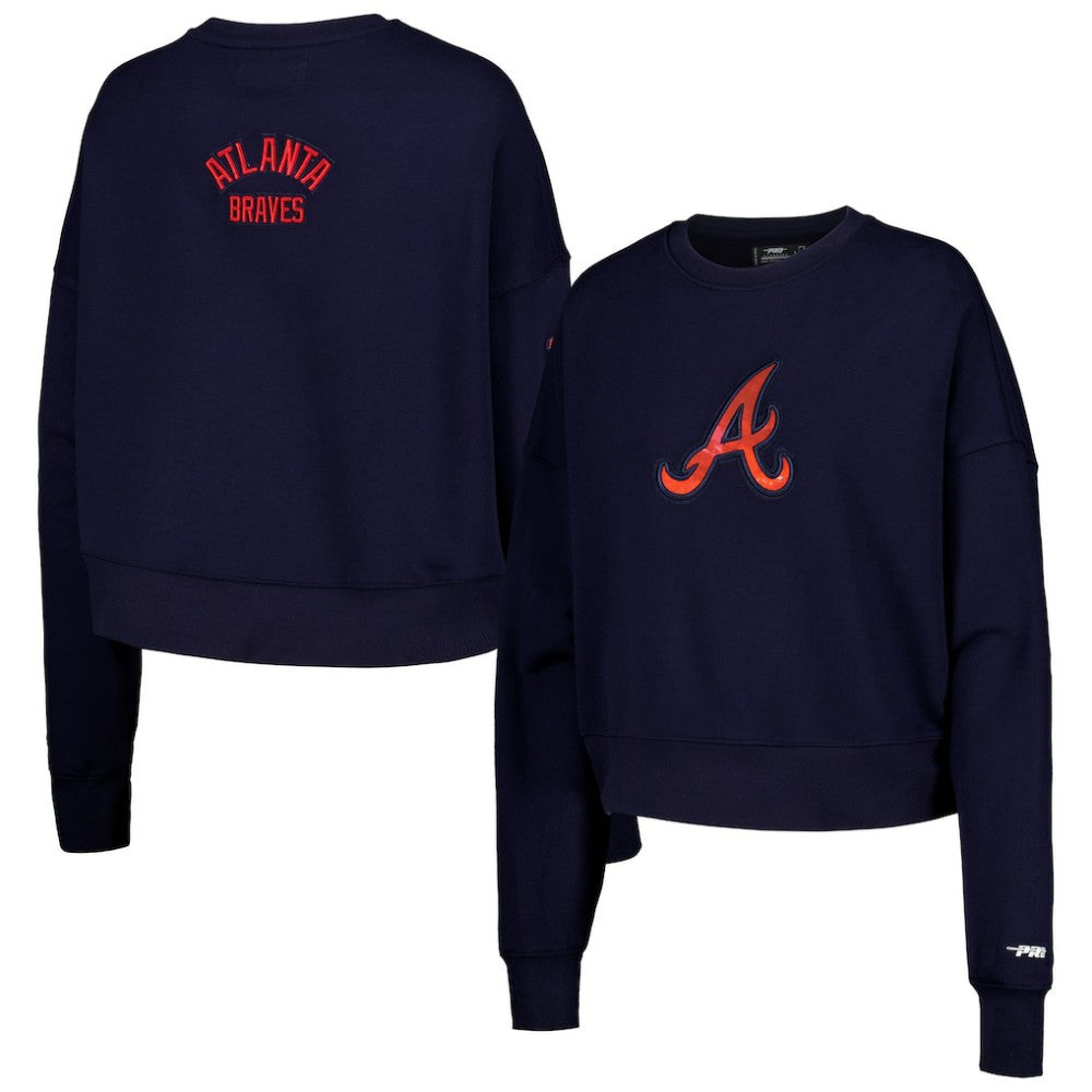 Atlanta Braves Pro Standard Women's Painted Sky Pullover Sweatshirt Navy