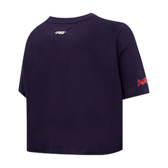 Atlanta Braves Pro Standard Women's Painted Sky Boxy Cropped T-Shirt Navy