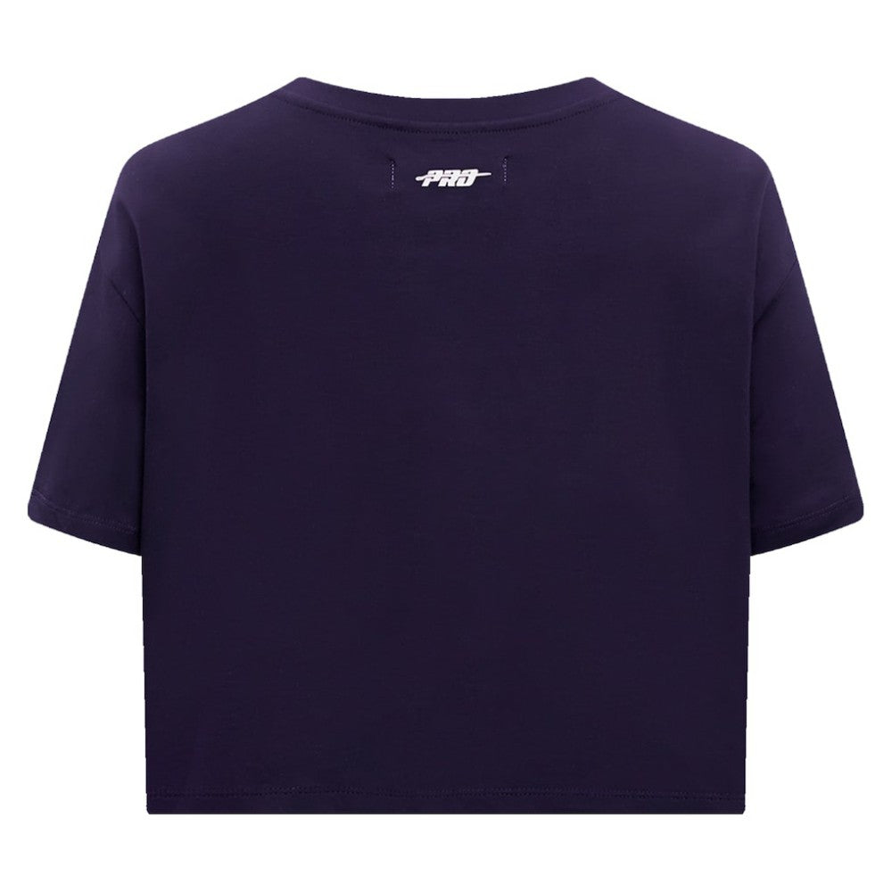 Atlanta Braves Pro Standard Women's Painted Sky Boxy Cropped T-Shirt Navy