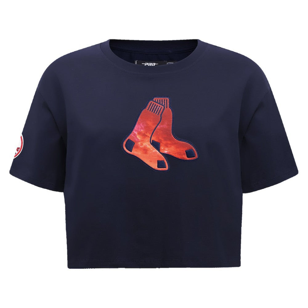 Boston Red Sox Pro Standard Women's Painted Sky Boxy Cropped T-Shirt Navy