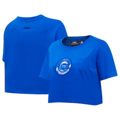 Chicago Cubs Pro Standard Women's Painted Sky Boxy Cropped T-Shirt Royal