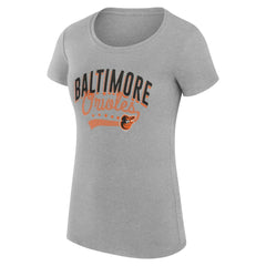 Baltimore Orioles G-III 4Her by Carl Banks Women's Super-Slim Fit Lightweight Filigree Team T-Shirt Heather Gray