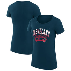 Cleveland Guardians G-III 4Her by Carl Banks Women's Super-Slim Fit Lightweight Filigree Team T-Shirt Navy