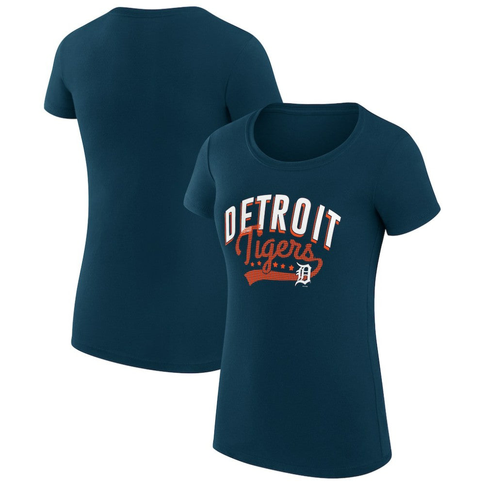 Detroit Tigers G-III 4Her by Carl Banks Women's Super-Slim Fit Lightweight Filigree Team T-Shirt Navy