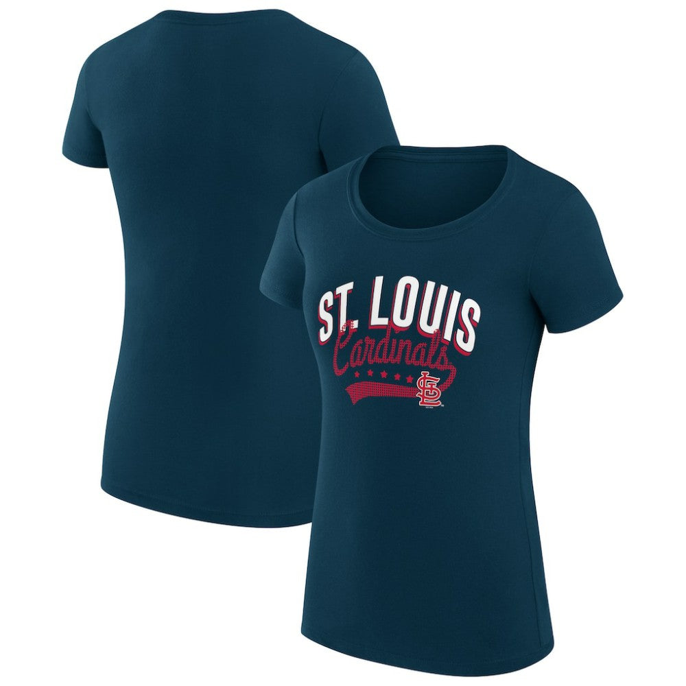 St. Louis Cardinals G-III 4Her by Carl Banks Women's Super-Slim Fit Lightweight Filigree Team T-Shirt Navy