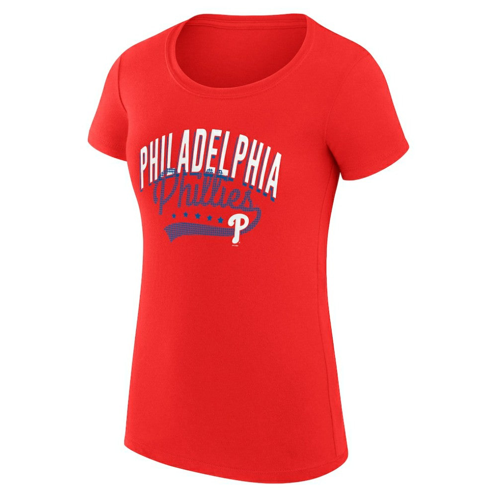 Philadelphia Phillies G-III 4Her by Carl Banks Women's Super-Slim Fit Lightweight Filigree Team T-Shirt Red