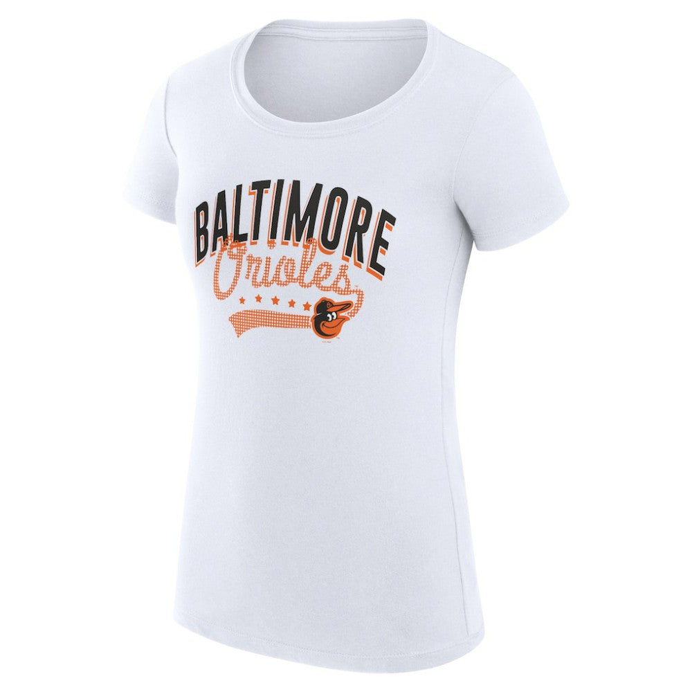 Baltimore Orioles G-III 4Her by Carl Banks Women's Super-Slim Fit Lightweight Filigree Team T-Shirt White