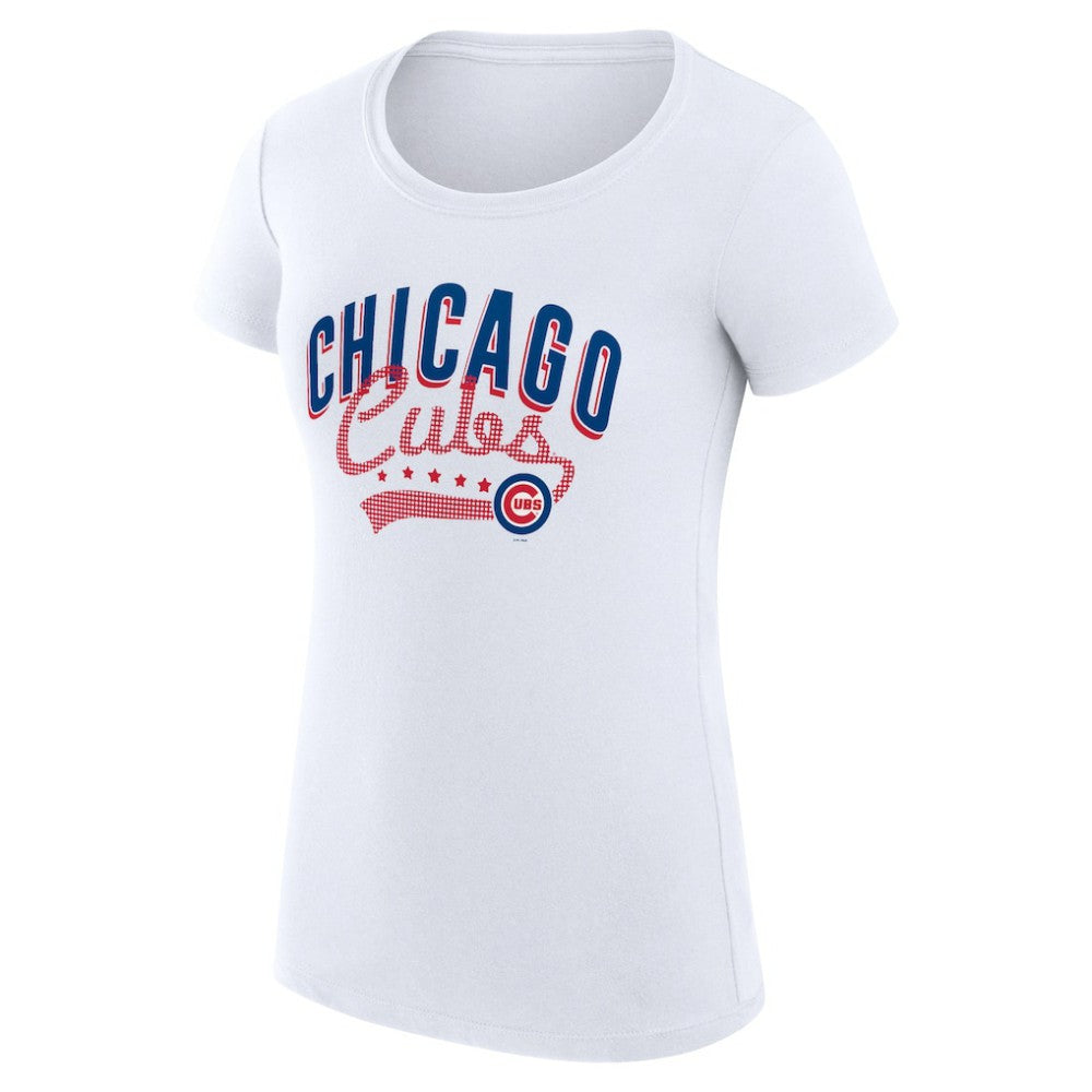 Chicago Cubs G-III 4Her by Carl Banks Women's Super-Slim Fit Lightweight Filigree Team T-Shirt White