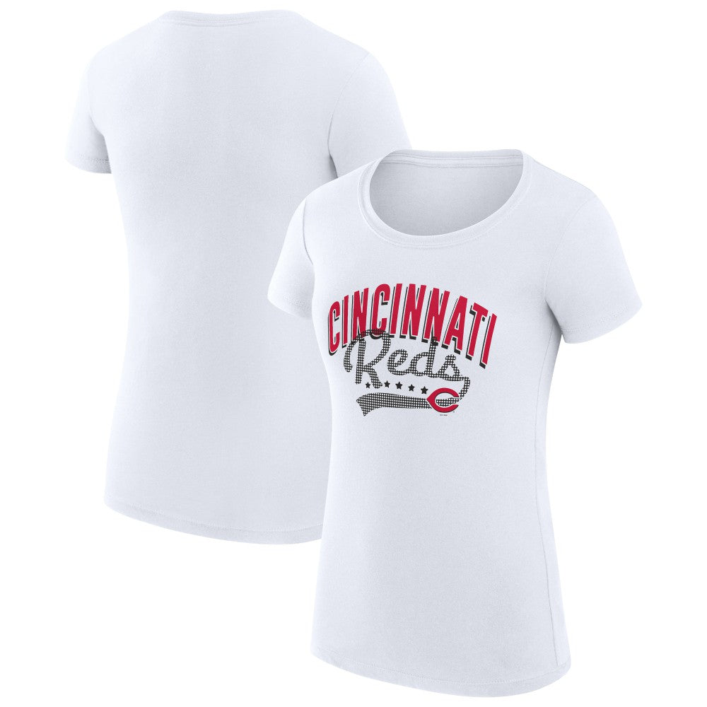 Cincinnati Reds G-III 4Her by Carl Banks Women's Super-Slim Fit Lightweight Filigree Team T-Shirt White