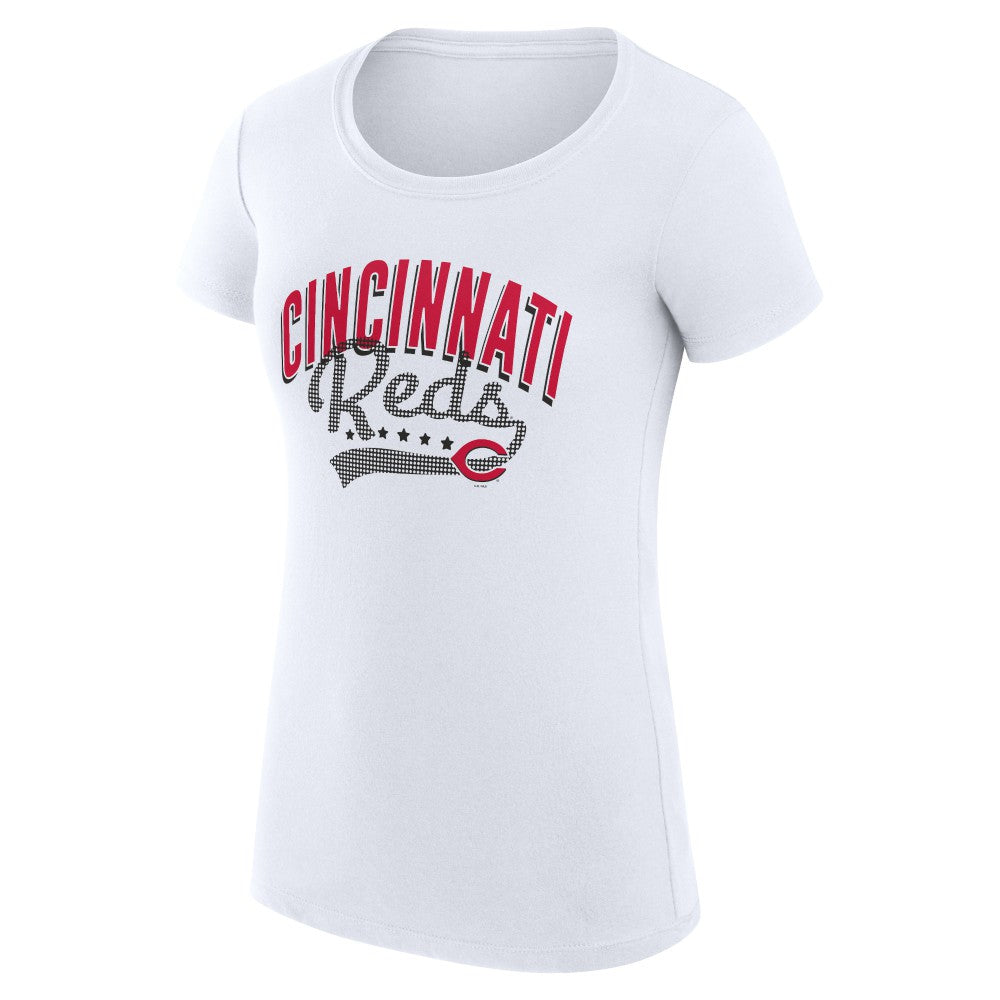 Cincinnati Reds G-III 4Her by Carl Banks Women's Super-Slim Fit Lightweight Filigree Team T-Shirt White