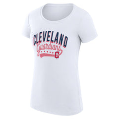 Cleveland Guardians G-III 4Her by Carl Banks Women's Super-Slim Fit Lightweight Filigree Team T-Shirt White