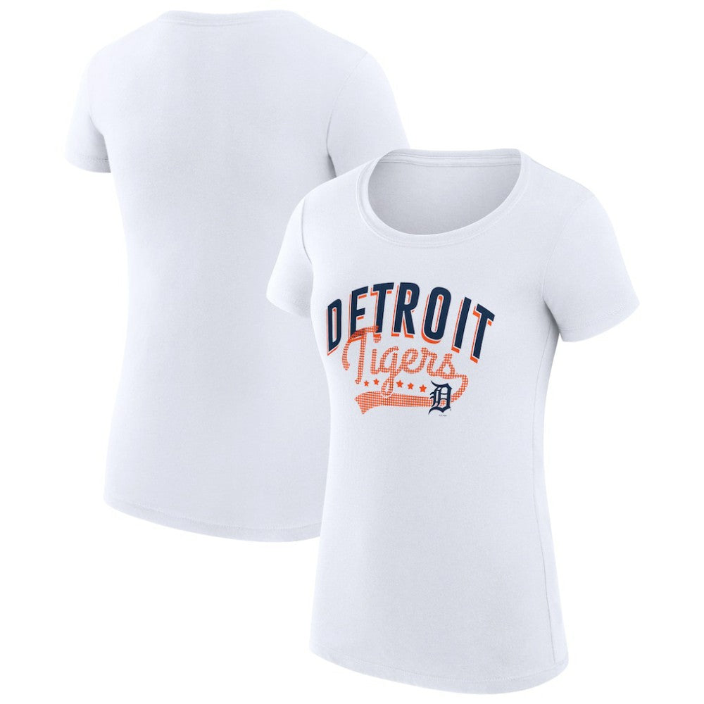 Detroit Tigers G-III 4Her by Carl Banks Women's Super-Slim Fit Lightweight Filigree Team T-Shirt White