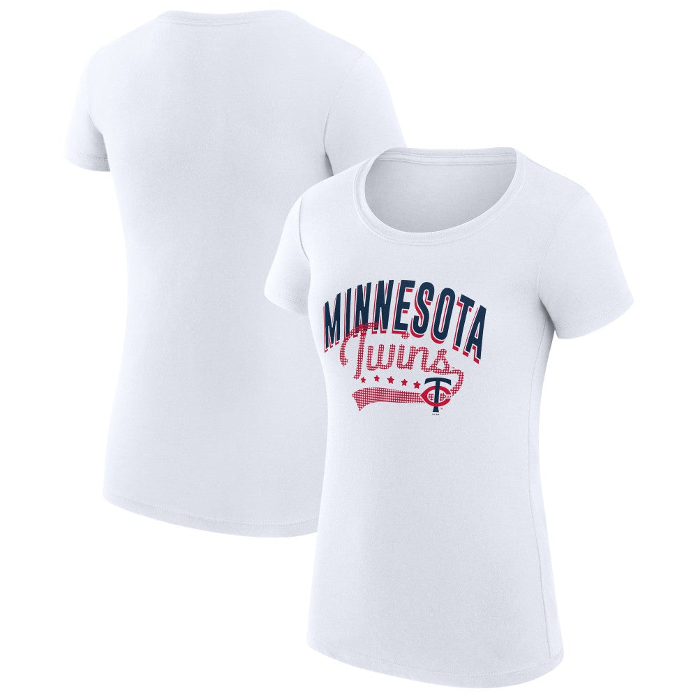 Minnesota Twins G-III 4Her by Carl Banks Women's Super-Slim Fit Lightweight Filigree Team T-Shirt White