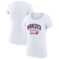 Minnesota Twins G-III 4Her by Carl Banks Women's Super-Slim Fit Lightweight Filigree Team T-Shirt White