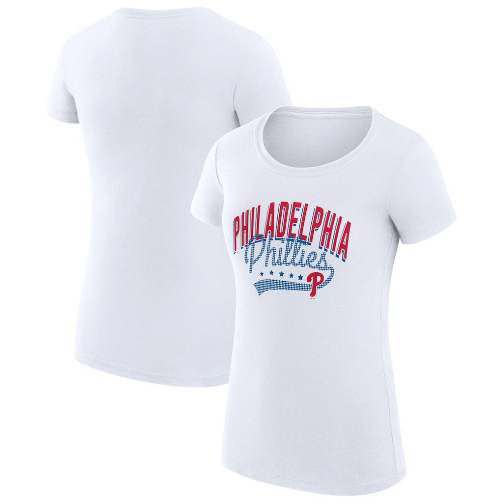 Philadelphia Phillies G-III 4Her by Carl Banks Women's Super-Slim Fit Lightweight Filigree Team T-Shirt White